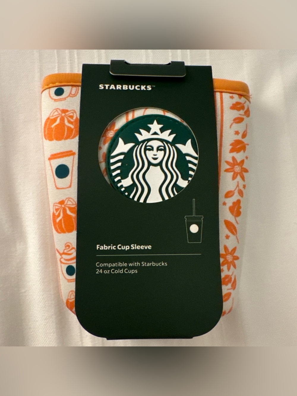 Disney Parks Starbucks Pumpkin Spice Fall Castle 24oz Fabric Cup Sleeve NEW